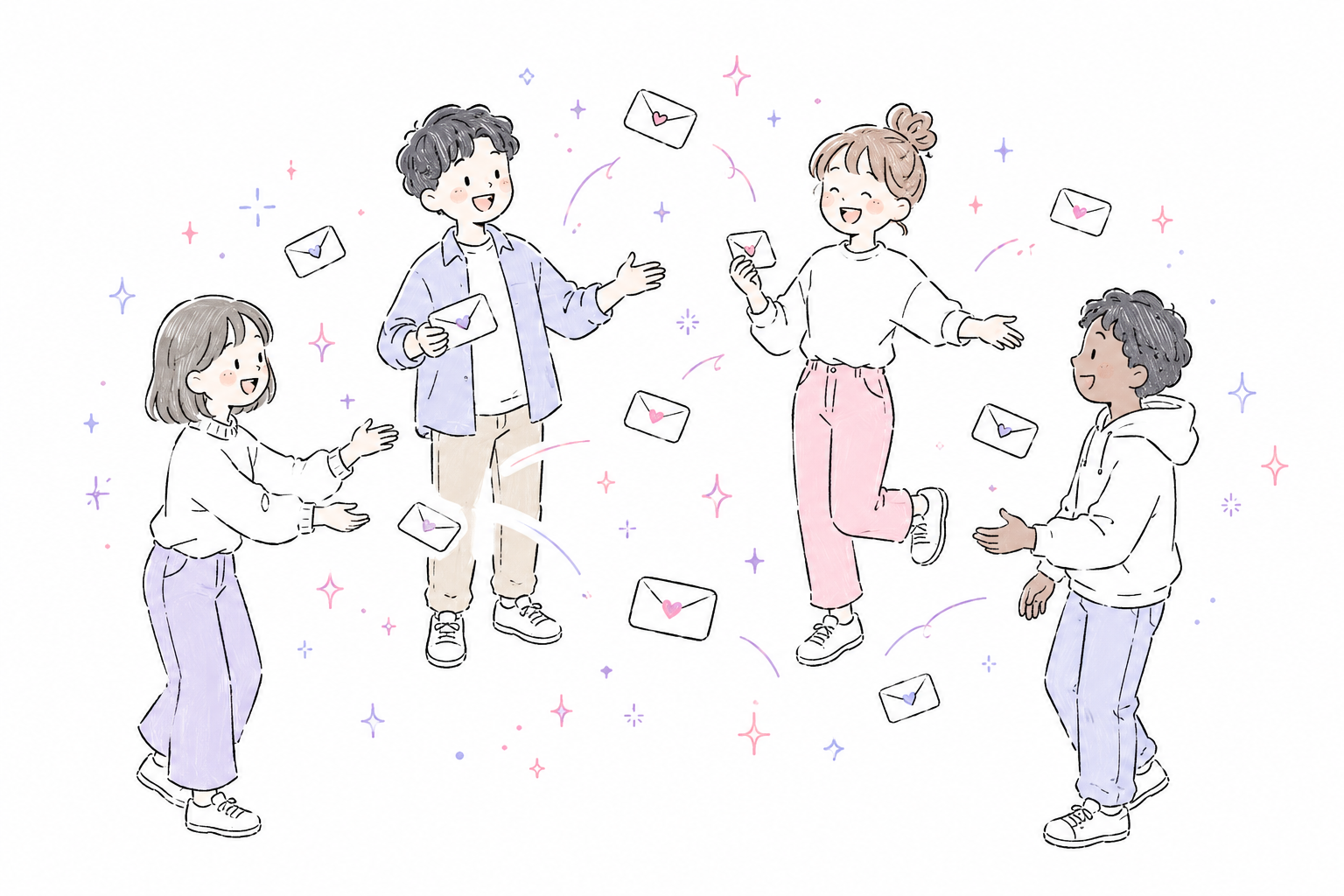 ありがとうを届けているイラスト